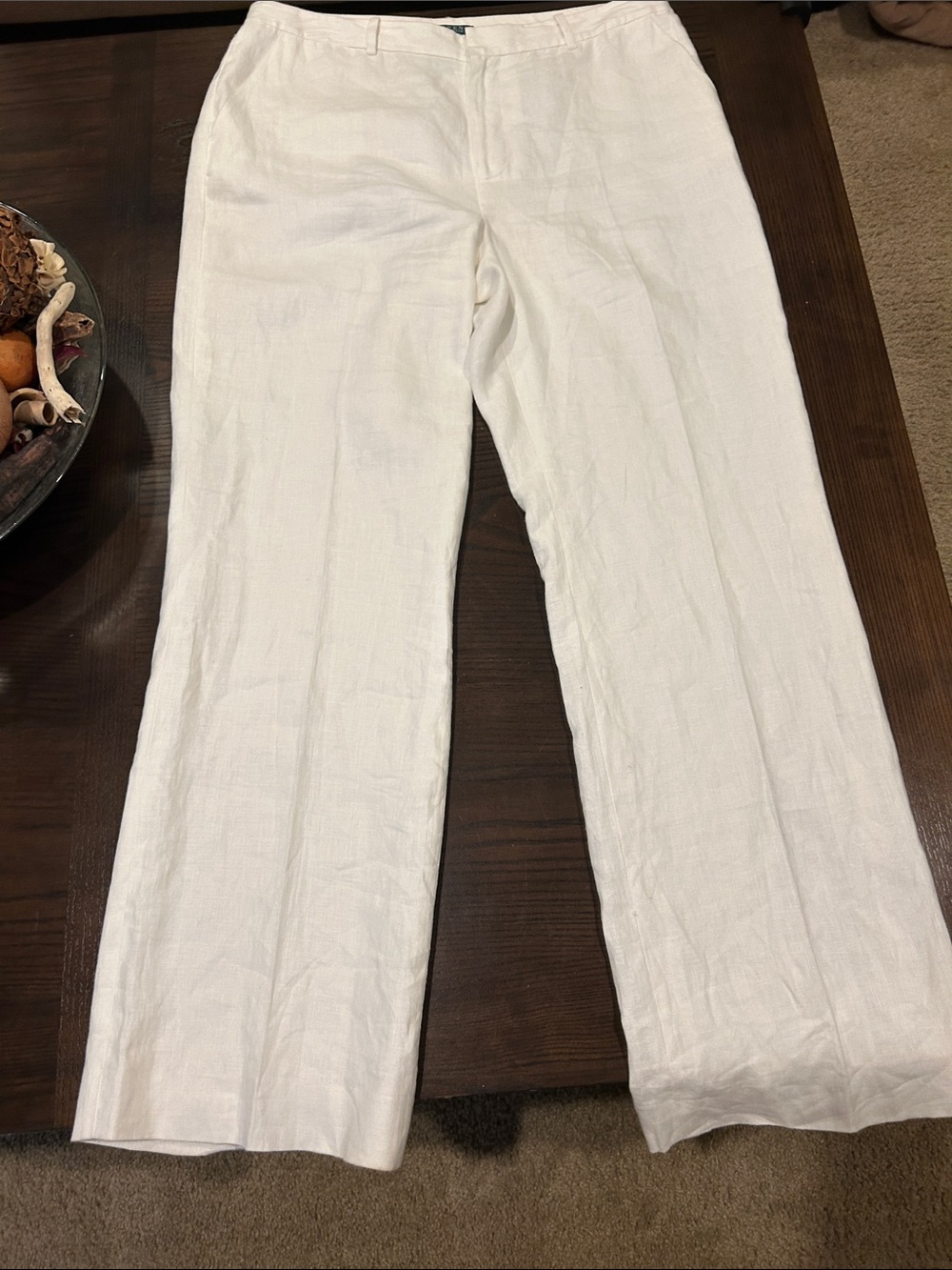 Lauren Ralph Lauren Cream Linen Pants